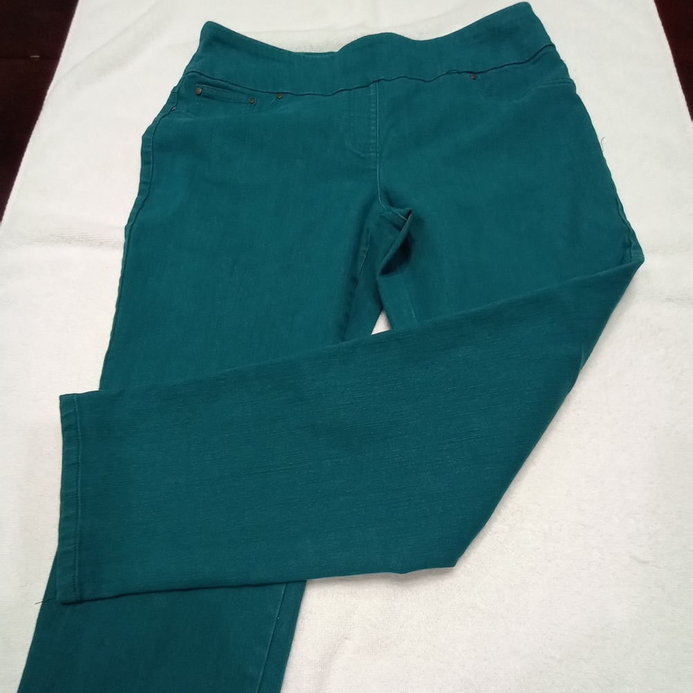 Ruby Rd 12P Pull Up stretch pants Aqua